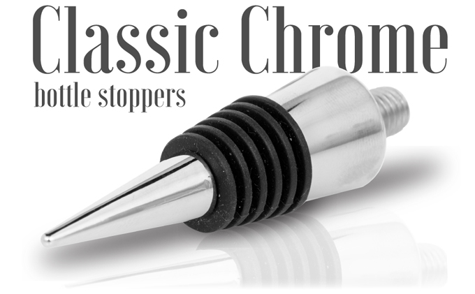 Classic Chrome Style Bottle Stopper Set