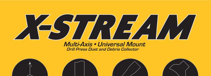 X-Stream Drill Press Dust Collector with Multi-Axis Adjustability