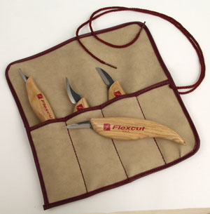 Flexcut 4 Knife Set with Tool Roll