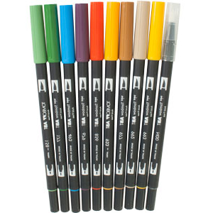 10 Peice Secondary Dual Brush Pen Set - 56168