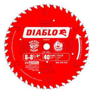 8" to 8-1/4" x 40 Tooth Finish Saw Blade - D0840X