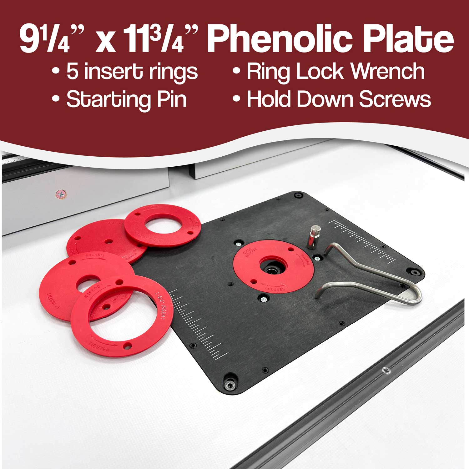 Premium 9 ¼” x 11 ¾” Phenolic Router Plate Features
