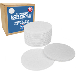 5" White Non-Woven Cloth Backed Discs - 10 Pack