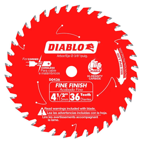 4-3/8" x 36 Tooth Finish Saw Blade - D0436X