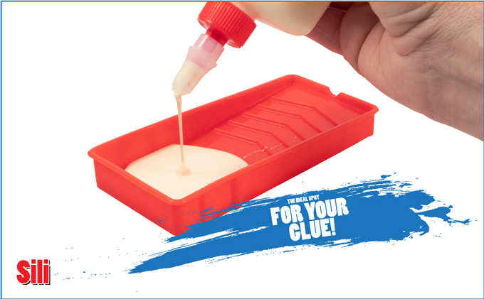 Sili Glue Pod and 3 Sili Micro Glue Brushes with Multi Purpose Sealable Lid/Glue Brush Holder • Fine Tip • Chiseled Tip and Flat